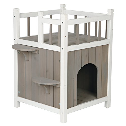 TRIXIE Natura Pet Home with Balcony | Elevated Cat Condo | Weatherproof Shelter, 17.5 x 17.5 x 25.5...