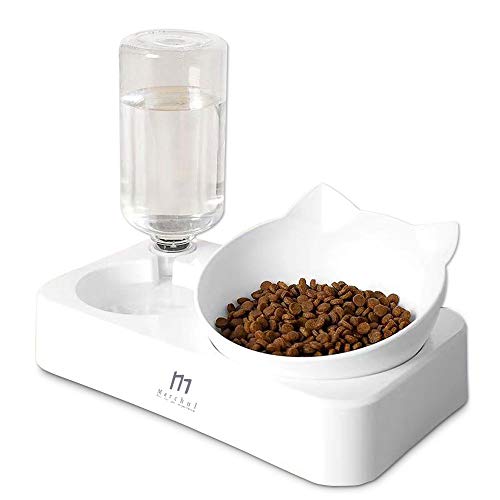 Marchul Cat Gravity Tilted Water and Food Bowl Set For Cat And Dog