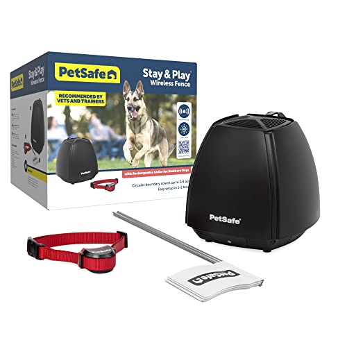 PetSafe Stay & Play Wireless Pet Fence for Stubborn Dogs – No Wire to Bury – Covers 3/4-Acre...