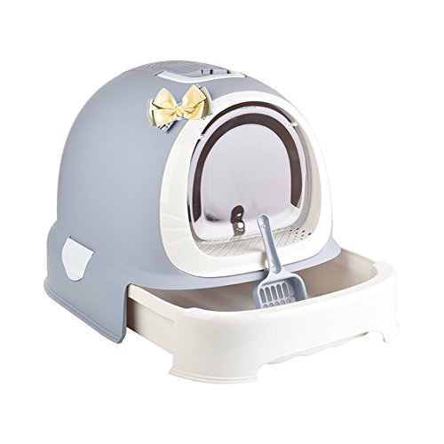 Cat Litter Box Pan with Scoop and Hooded Cover, Large Cats Toilet, Pet Kitty House Tray, Easy Clean...