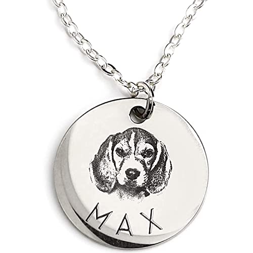MignonandMignon Personalized Dog Necklaces for Women Custom Pet Portrait Engraved Jewelry with Name...