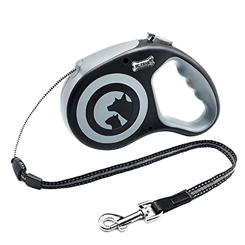 Lock One-Handed Brake 360° Tangle-Free 16 ft Strong Nylon Tape for Medium Large Dogs up to 110 lbs EC.TEAK Heavy Duty Retractable Dog Leash with Anti-Slip Handle Pause 