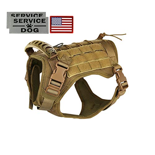 Tactical Service Dog Vest Harness for Medium Large Dog, Military K9 Training Dog Vest with Molle &...