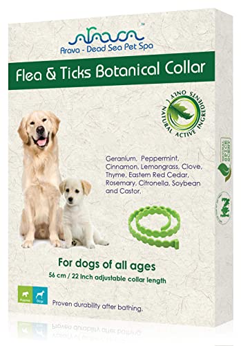Arava Flea & Tick Collar - for Dogs & Puppies - Length-22'' - 11 Natural Active Ingredients - Safe...