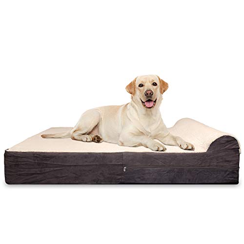 Jumbo Orthopedic Dog Bed - 7-inch Thick Memory Foam Pet Bed with Pillow - Removable Cover, Anti-Slip...