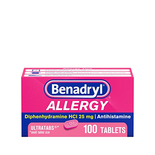 Benadryl Ultratabs Antihistamine Allergy Relief Medicine, Diphenhydramine HCl Tablets for Relief of...