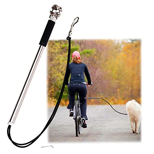 Veradura Bicycle Dog Leash with Guide Pole Heavy Duty Hands Free Non-Slip Retractable Universal Connector Bike Leash for Outdoor Pet Walking Jogging Complete with Installation Hardware 