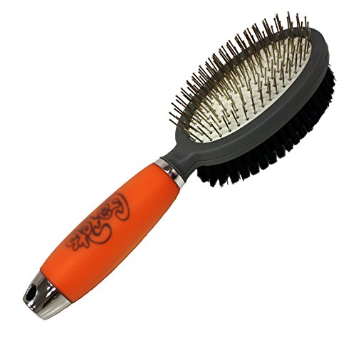 Professional Double Sided Pin & Bristle Brush for Dogs & Cats by GoPets Grooming Comb Cleans Pets...