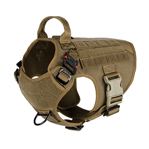 ICEFANG Tactical Dog Harness ,Medium Size, 2X Metal Buckle,Working Dog MOLLE Vest with Handle,No...