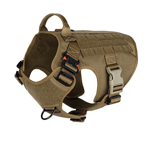 ICEFANG Tactical Dog Harness ,Large Size, 2X Metal Buckle,Working Dog MOLLE Vest with Handle,No...