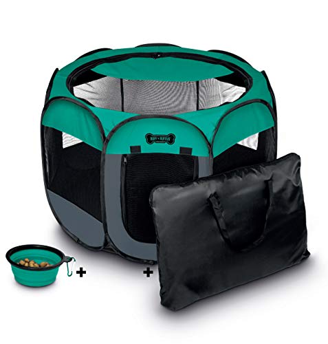 Ruff 'n Ruffus Portable Foldable Pet Playpen + Free Carrying Case + Free Travel Bowl | Available in...