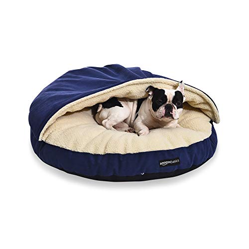 Amazon Basics Cozy Pet Cave Bed, Large 35 x 35 x 13 Inches, Blue