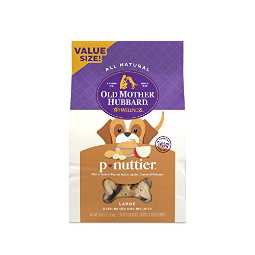 Old Mother Hubbard Classic P-Nuttier Biscuits Baked Dog Treats, Large, Peanut Butter, 3.5 Pound Bag