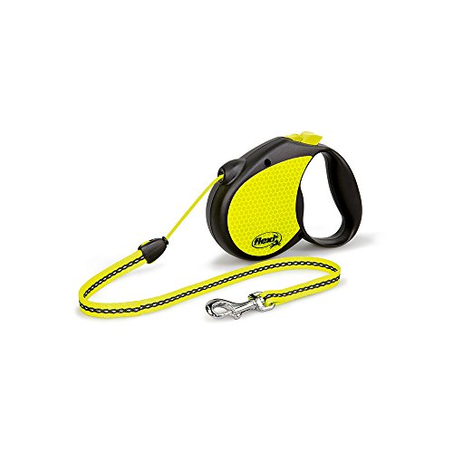 Flexi Neon Retractable Dog Leash (Cord) 16 ft, Medium, Black/Neon Yellow