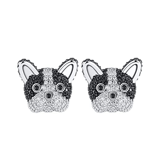 Frenchie French Bulldog or Boston Terrier Stud Earrings Puppy Dog Doggie CZ Cubic Zirconia Black...