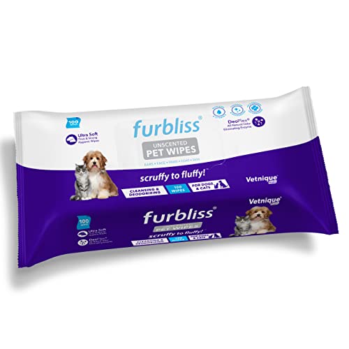 Vetnique Labs Furbliss Hygienic Pet Wipes for Dogs & Cats, Cleansing Grooming & Deodorizing...