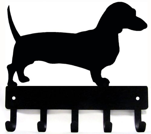 The Metal Peddler Dachshund Dog - Key Holder for Wall - Small 6x5 inch with 5 Hooks - Made in USA;...