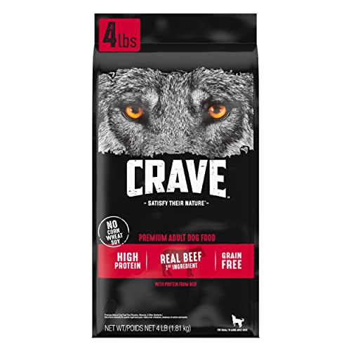 CRAVE Grain Free Adult Dry Dog Food with Protein from Beef, 4 lb. Bag