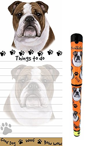 Bulldog Pet Lovers Magnetic To-Do List Pad and Easy Glide Gel Pen