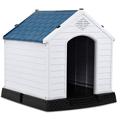 Giantex Dog House for Medium Dogs, Waterproof Plastic Dog Houses with Air Vents and Elevated Floor,...