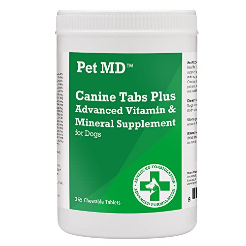 Pet MD - Canine Tabs Plus 365 Count - Advanced Multivitamins for Dogs - Natural Daily Vitamin and...