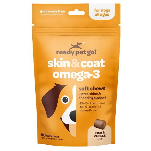 Ready Pet Go! Omega 3 for Dogs | Fish Oil for Dog Shedding, Skin Allergy, Itch Relief, Mange and Hot...
