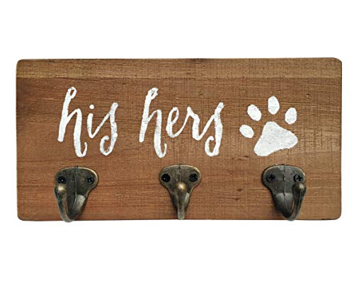 His Hers Dog Leash Key Holder for Wall, Key and Dog Leash Hanger for Entryway, Farmhouse Home Decor...