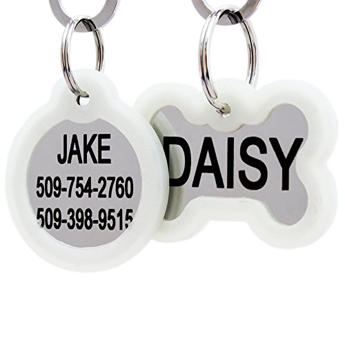 GoTags Personalized Dog Tags in Stainless Steel, Includes Glow in The Dark Tag Silencer to Reduce...