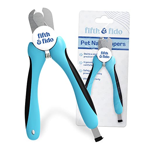 Fifth & Fido Dog Nail Clippers for Large Dogs - Dog Nail Trimmer with Safety Guard - Sharp Razor -...