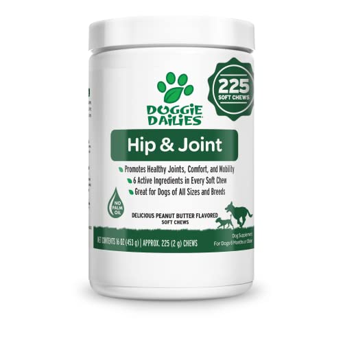 Doggie Dailies Glucosamine for Dogs – 225 Chews – Advanced Joint Supplement for Dogs with...