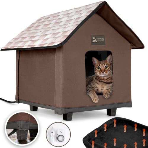 FURHOME COLLECTIVE Heated Cat House for Indoor Cats, Elevated, Waterproof and Insulated - A Safe Pet...