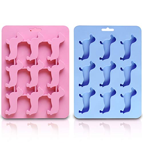 Ice Cube Tray Set, ZITTEE Dachshund Dog Shaped Silicone Ice Maker Mold, Reusable and BPA Free