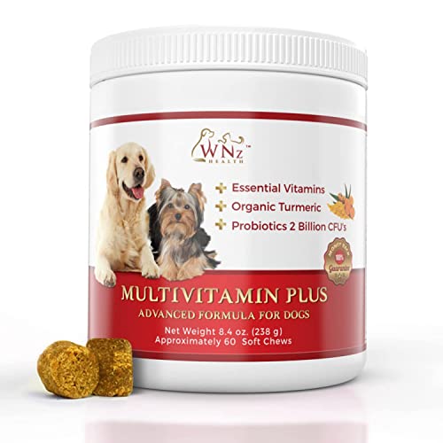 Dog Multivitamins and Supplements, Probiotics for Dogs w/Turmeric & Yucca, Probiotic Dog Chews for...