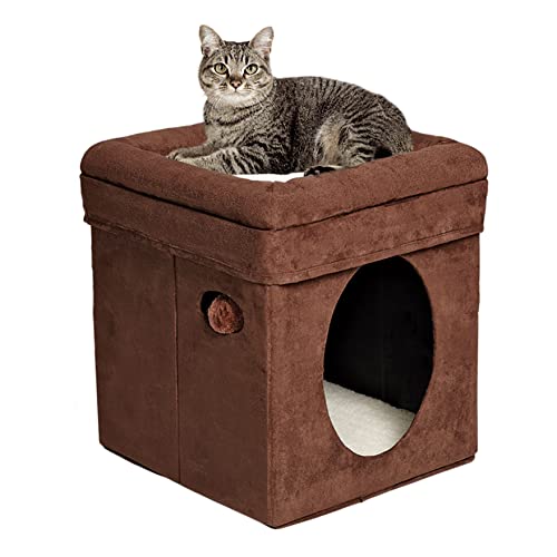 MidWest Homes for Pets 137-BR 'The Original' Curious Cat Cube, Cat House / Cat Condo in Brown Faux...