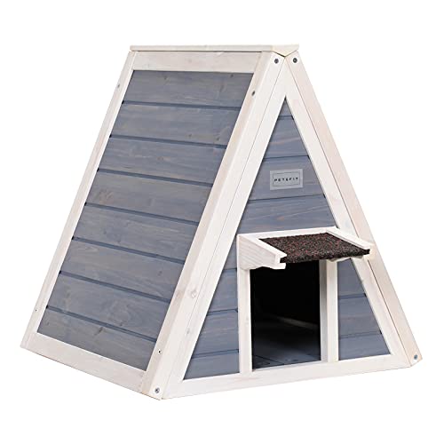 Petsfit Cat House for Outdoor Indoor Cats Weatherproof, Outside Feral Cat Shelter with Escape Door