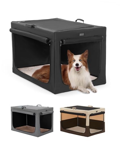 Petsfit 36inch Dog Crates for Medium Dogs with Thicken Plush Mat-36inch Foldable Design + Adjustable...