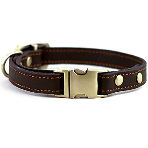 CHEDE Luxury Real Leather Dog Collar- Handmade for Small Dog Breeds with The Finest Genuine Leather...
