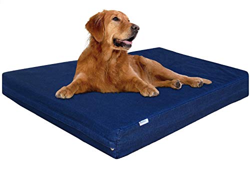 Dogbed4less XL Orthopedic Waterproof Memory Foam Dog Bed with Durable Denim Cover for Large Dogs and...