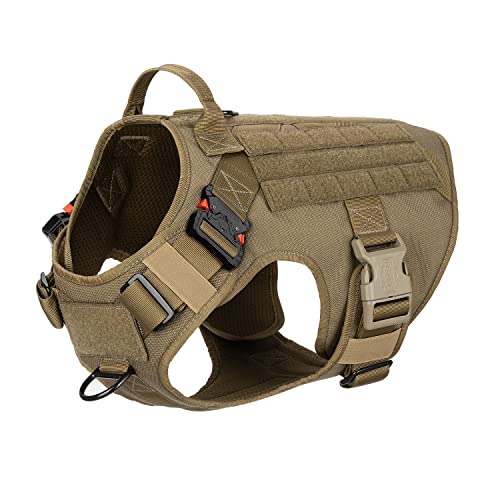ICEFANG Tactical Dog Harness ,Large Size, 2X Metal Buckle,Working Dog MOLLE Vest with Handle,No...