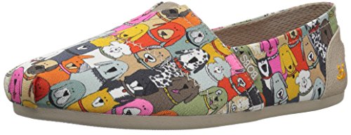 Skechers BOBS Women's Plush-Wag Party Flat, Multi, 6 M US