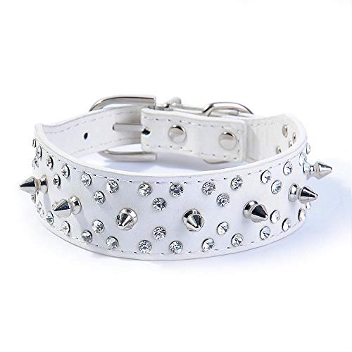 Haoyueer Spiked Studded Dog Collar Stylish Leather Dog Collar, with Bullet Rivets and Rhinestones,...