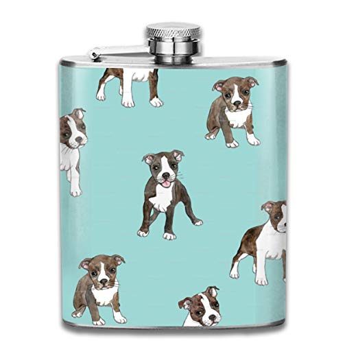 KutLong Boston Terrier Dog Blue Fashion Portable Stainless Steel Hip Flask Whiskey Bottle for Men...