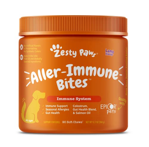 Zesty Paws Allergy Immune Supplement for Dogs Lamb- with Omega 3 Salmon Fish Oil & EpiCor Pets +...