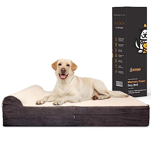 KOPEKS Jumbo Orthopedic Dog Bed - 7-inch Thick Memory Foam Pet Bed with Pillow with Removable Cover...