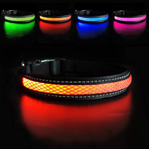MABRILL Lighted LED Dog Collar, Rechargeable Safety Collar with Light, Light up and Glow at Night to...