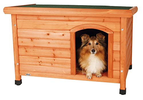 TRIXIE Small Natura Classic Outdoor Dog House, Weatherproof Finish, Elevated Floor, Brown