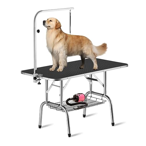 Polar Aurora Pingkay 46'' Black Heavy Duty Pet Professional Dog Show Stainless Steel Foldable...