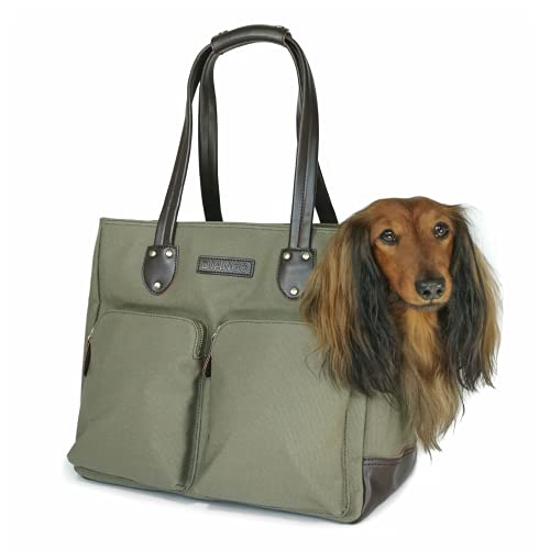 DJANGO Dog Carrier Bag - Waxed Canvas and Leather Soft-Sided Pet Travel Tote with Bag-to-Harness...