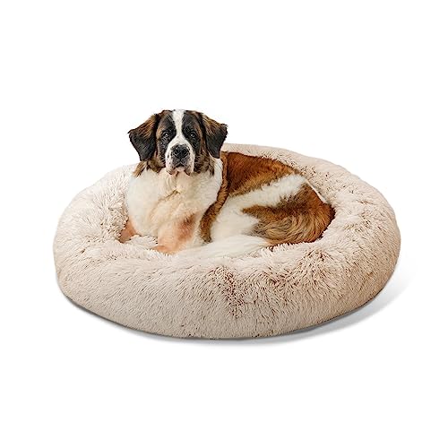 Best Friends by Sheri The Original Calming Donut Cat and Dog Bed in Shag Fur Taupe, Extra Large...
