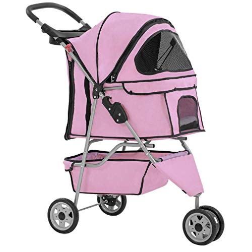BestPet 3 Wheels Pet Stroller Dog Stroller Cat Cage Jogger Stroller Cats Travel Folding Carrier...